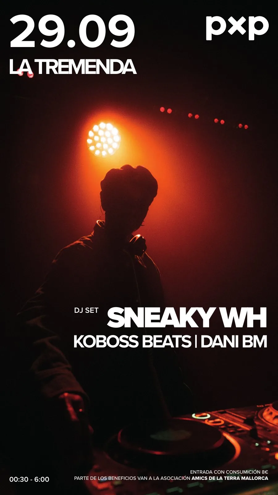 Story de PXP con el cartel nítido: 29.09, La Tremenda, DJ set de Sneaky WH, Koboss Beats y Dani BM